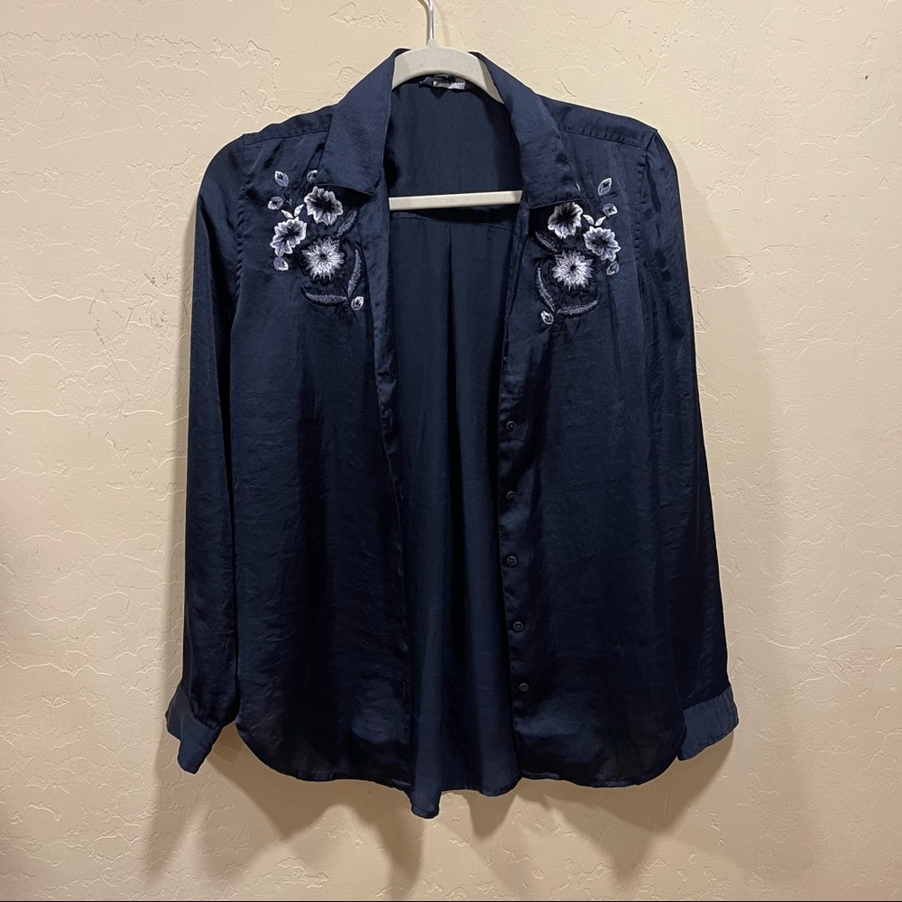 Embroidered Lucky Brand Button Top